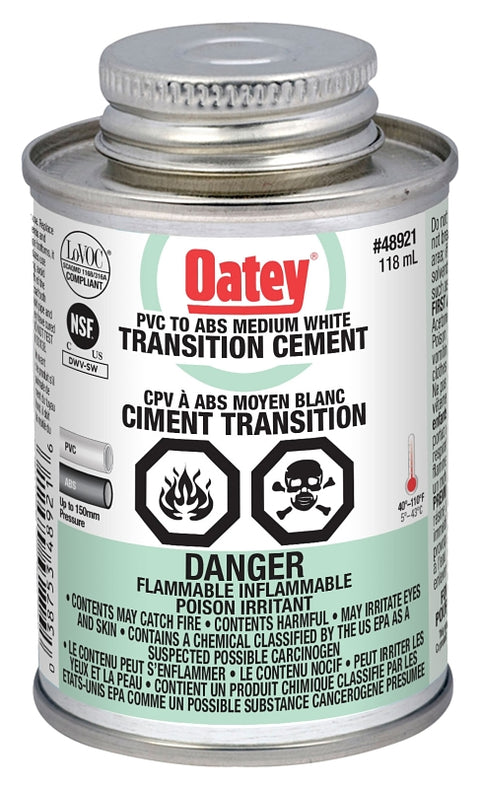 Oatey 31532 Transition Cement, Liquid, White, 118 mL