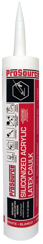 ProSource 78502CA Acrylic Sealant Caulk, White, 10.1 oz Cartridge, Pack of 12