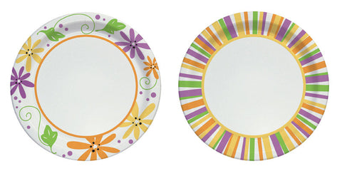 Solo 3.8 in. Mixed Garden Party Stripes and Flowers Design Paper Heavy Duty Paper Plate 12 pk