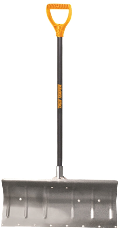 True Temper 1640000 Snow Pusher, 24 in W Blade, Aluminum Blade, Wood Handle, D-Shaped Handle, 48 in L Handle