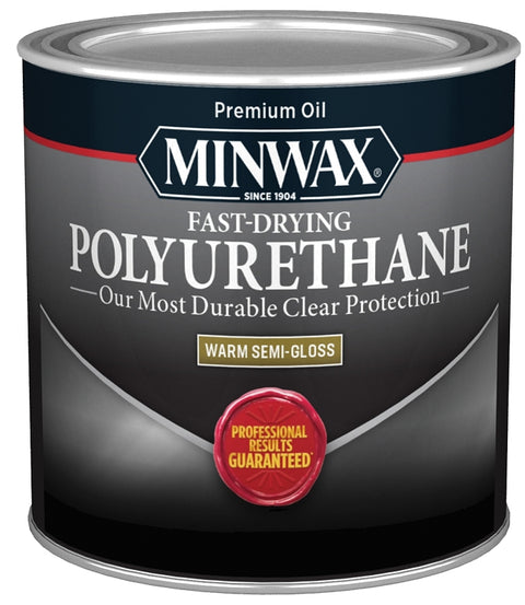 Minwax 230054444 Polyurethane, Oil Base, Clear, Semi-Gloss, Liquid, 0.5 pt Can