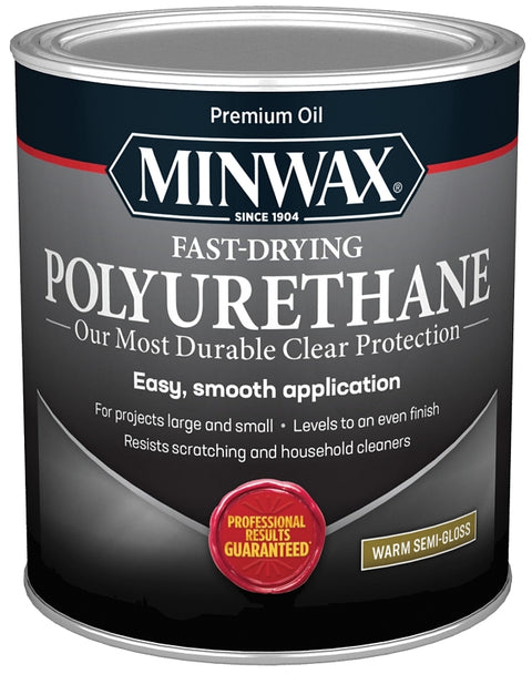 Minwax 63005444 Polyurethane, Oil Base, Clear, Semi-Gloss, Liquid, 1 qt Can