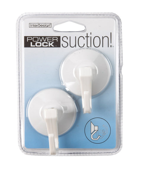 InterDesign Power Lock Suction! Hook 2 in. L Plastic 2 lb. per Hook 2 pk