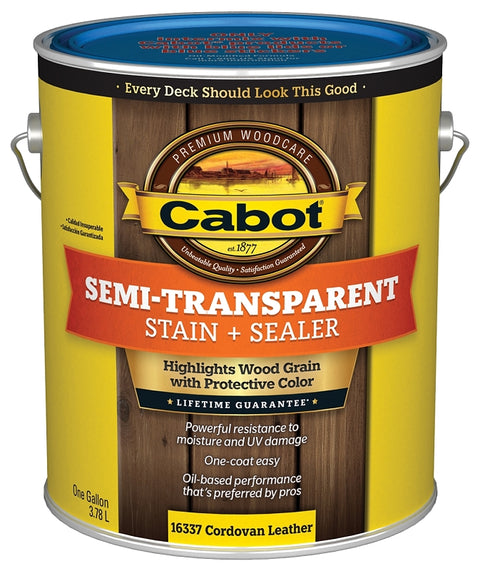 Cabot 140.0016337.007 Semi Transparent Stain, Cordovan Brown, Liquid, 1 gal, Oil Base, Pack of 4