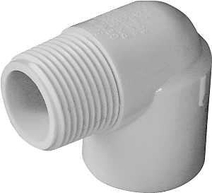 IPEX 435501 Street Pipe Elbow, 3/4 x 3/4 in, Slip x MPT, 90 deg Angle, PVC, White, SCH 40 Schedule