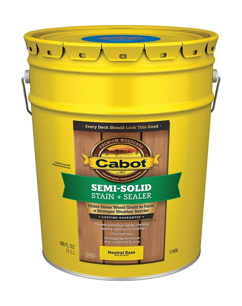 Cabot 140.0017406.008 Semi Transparent Stain, Deep Base, Liquid, 5 gal