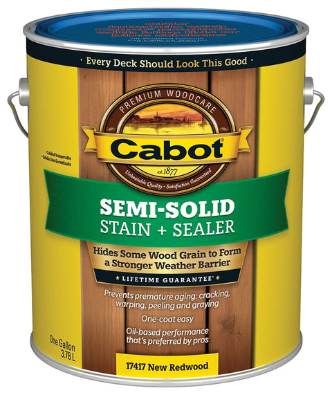 Cabot 140.0017417.007 Semi Transparent Stain, New Redwood, Liquid, 1 gal, Pack of 4