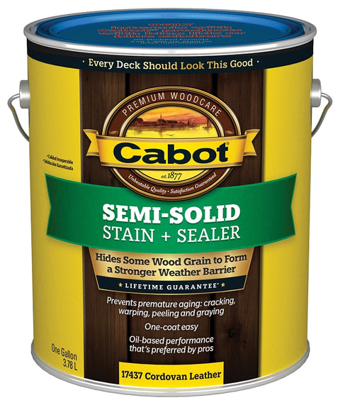 Cabot 140.0017437.007 Semi Transparent Stain, Cordovan Brown, Liquid, Oil Base, 1 gal, Pack of 4