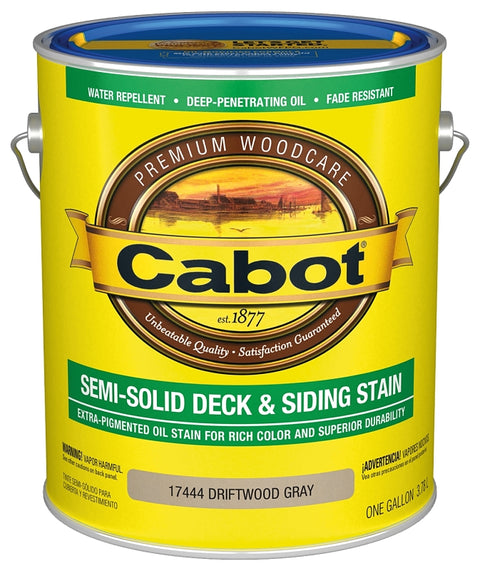 Cabot 140.0017444.007 Semi Transparent Stain, Driftwood Gray, Liquid, 1 gal, Pack of 4