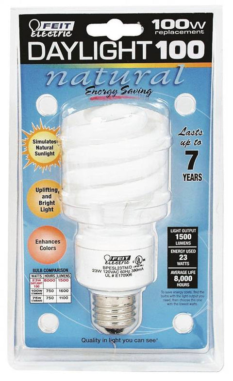 Ecobulb BPESL23TM/D Non-Dimmable Compact Fluorescent Lamp, 23 W, 120 V, Twist, Medium Screw ,