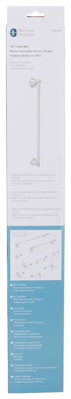 Boston Harbor L5024-13B-103L Towel Bar, 24 in L Rod, Brushed Nickel, Surface