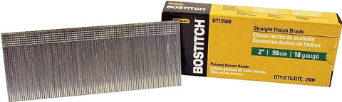 Bostitch BT1350B Nail, Glue Collation, 2 in L, 18 Gauge, Steel, Coated, Brad Head, Smooth Shank, 2000/PK