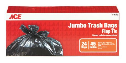 Ace 45 gal. Trash Bags Flap Tie 24 pk