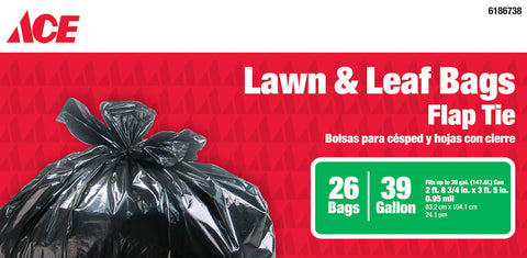 Ace 39 gal. Lawn & Leaf Bags Flap Tie 26 pk