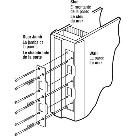 Defender Security U 9427 Combination Door Strike Plate, 11 in L, 1-5/8 in W, Steel, Brass