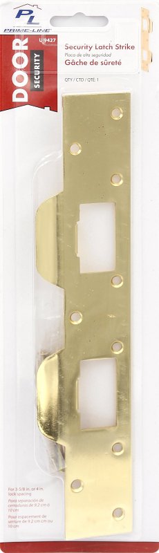 Defender Security U 9427 Combination Door Strike Plate, 11 in L, 1-5/8 in W, Steel, Brass