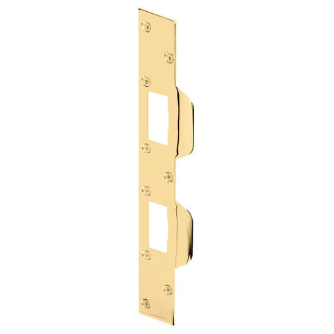 Defender Security U 9427 Combination Door Strike Plate, 11 in L, 1-5/8 in W, Steel, Brass