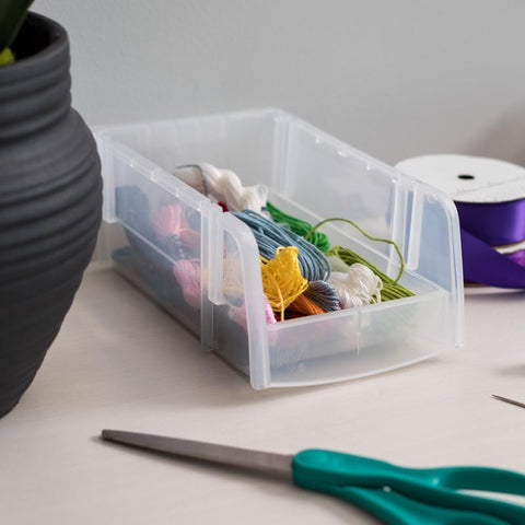 IRIS Clear Storage Bin 3 in. H X 4.5 in. W X 7.5 in. D Stackable, Pack of 12
