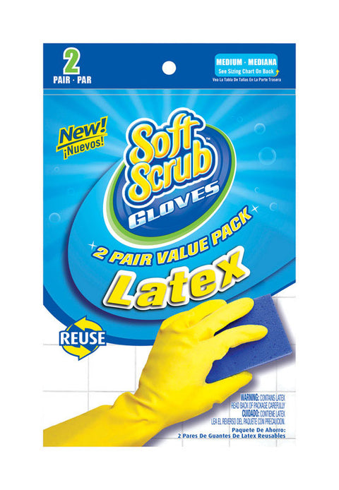 Soft Scrub Latex Gloves Medium 4 pc. Yellow