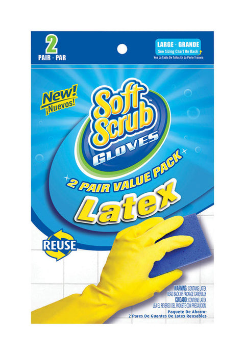 Soft Scrub Latex Gloves Large 4 pc. Yellow
