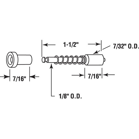 Prime-Line PL 14661 Screen Plunger Latch, Raw, For: 3/4 x 3/8 in and 7/16 in Frames