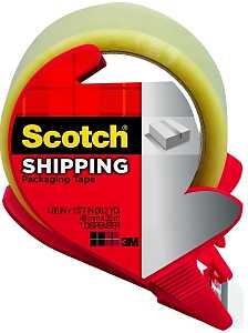 Scotch 3350S-RD Packaging Tape, Lightweight, 54.6 yd L, Clear, 1.88 in W, Polypropylene Backing