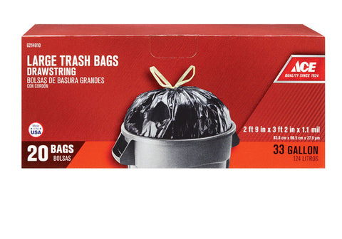 Ace 33 gal. Trash Bags Drawstring 20 pk