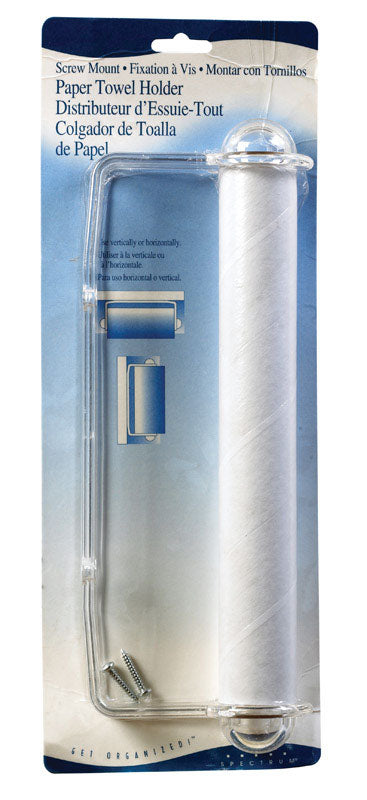Spectrum Clear Plastic Wall Mount 4.8 in. H x 2.3 in. W x 13.5 in. L Paper Towel Holder