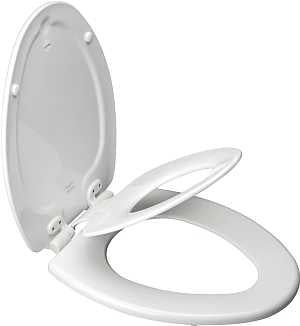 Bemis 183SLOWA Toilet Seat, Elongated, Molded Wood, White, Twist Hinge