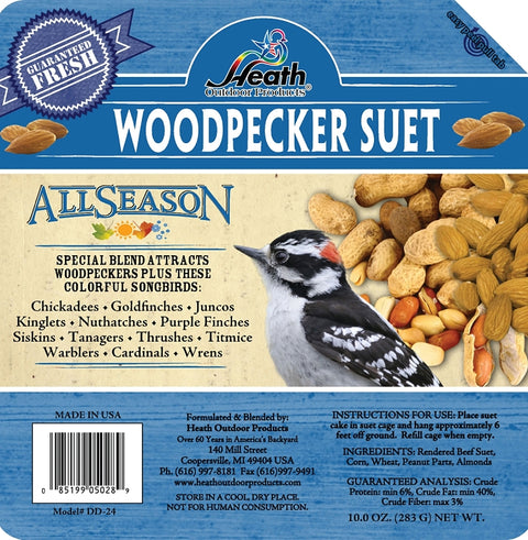 Heath DD-24 Almond Wild Bird Food, 10 oz, All-Season, Suet, Cake, Pack of 12