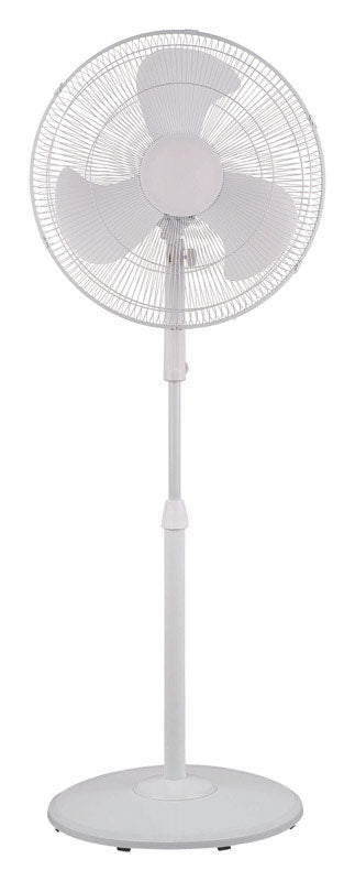Pelonis Pedestal Fan 18 in. H x 18 in. W x 18 in. Dia. 3 speed Oscillating AC 3 blade White