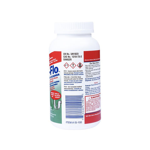 Insta-Flo IS-100 Drain Cleaner, Solid, White, 1 lb Bottle, Pack of 12