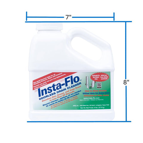 Insta-Flo IS-600 Drain Cleaner, Solid, White, Odorless, 6 lb Bottle, Pack of 4