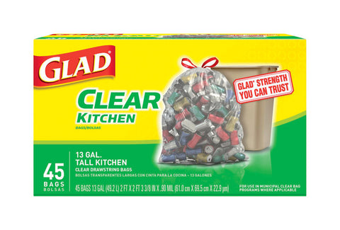 Glad 13 gal. Recycling Bags Drawstring 45 pk