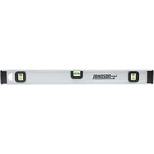 Johnson 1300-3600 I-Beam Level with Rule, 36 in L, 3-Vial, Non-Magnetic, Aluminum, Silver