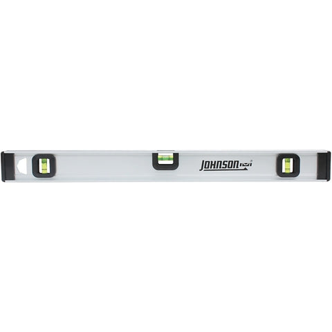 Johnson 1300-3600 I-Beam Level with Rule, 36 in L, 3-Vial, Non-Magnetic, Aluminum, Silver