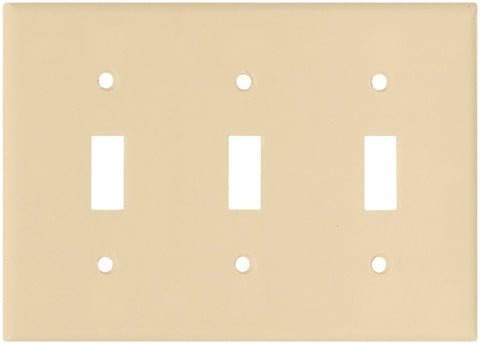 Eaton Wiring Devices 2141V-BOX Wallplate, 4-1/2 in L, 6.37 in W, 3 -Gang, Thermoset, Ivory, High-Gloss