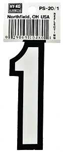 Hy-Ko PS-20/1 Reflective Sign, Character: 1, 3-1/4 in H Character, Black/White Character, Vinyl, Pack of 10