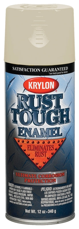Krylon Rust Tough K09207007 Rust Preventative Spray Paint, Gloss, Almond, 12 oz, Can