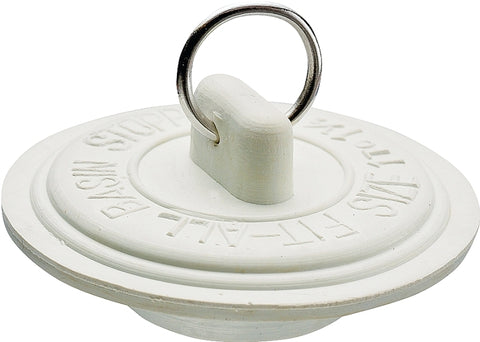 Plumb Pak Duo Fit Series PP22003 Drain Stopper, Rubber, White, For: 1 to 1-3/8 in Sink