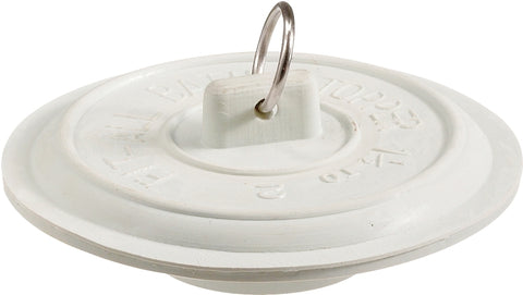 Plumb Pak PP22004 Tub Stopper with Ring, Rubber, White, For: Laundry and Bathtubs with 1-1/2 to 2 in Drain