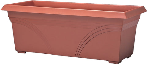 Southern Patio DP2710TC Deck Planter, 10 in H, 26-3/4 in W, 26-3/4 in D, Rectangular, Plastic, Terracotta