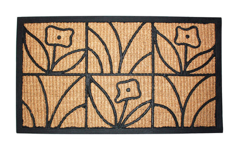J&M Home Fashions Black Coir and Rubber Nonslip Doormat 30 in. L x 18 in. W