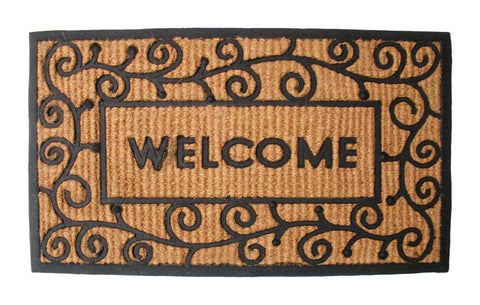 J&M Home Fashions Black Coir and Rubber Nonslip Doormat 30 in. L x 18 in. W