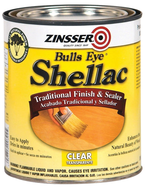 Zinsser 304H Shellac, Midtone, Clear, Liquid, 1 qt, Can