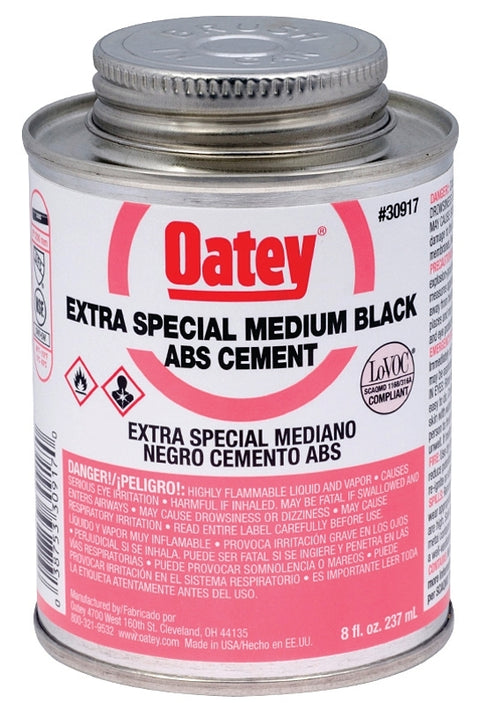Oatey 30917 Series Solvent Cement, 8 oz Can, 315 g/L, Opaque Liquid, Black