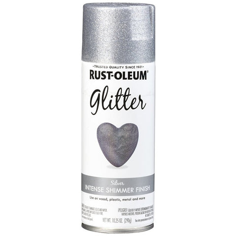 Rust-Oleum 301814 Glitter Paint, Flat/Matte, Silver, 10.25 oz, Aerosol Can