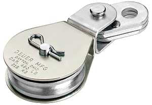 Deuer DB-20E Cable Block, 1/4 in Rope, 480 lb Working Load, 2 in Sheave, Zinc