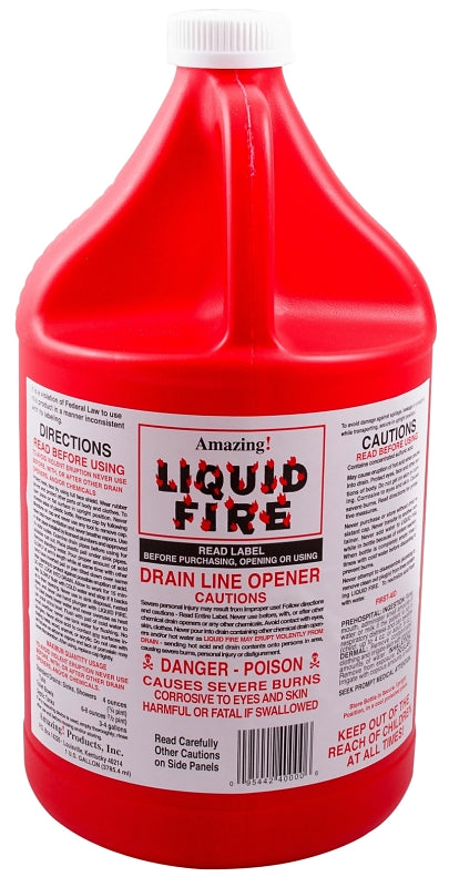 Liquid Fire LF-G-4 Drain Opener, Liquid, Dark Amber, Slight Pungent, 128 oz Bottle, Pack of 4