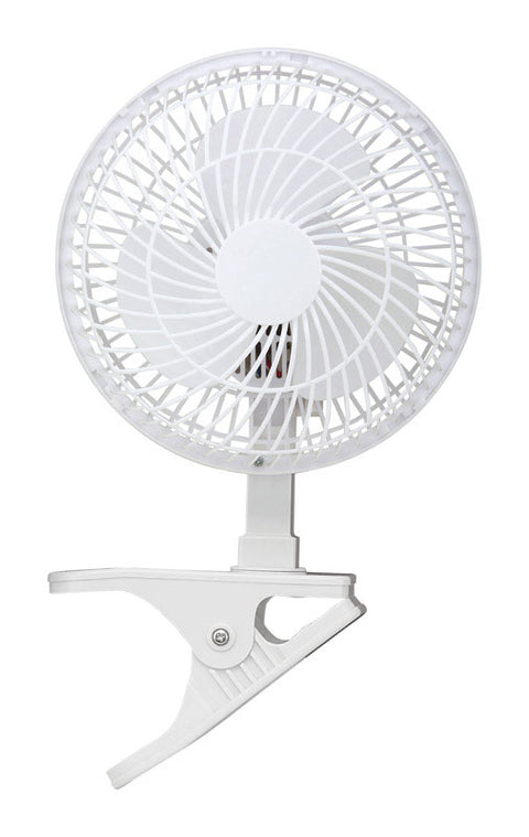 Pelonis Clip Fan 6 in. H x 6 in. Dia. 2 speed AC 3 blade White